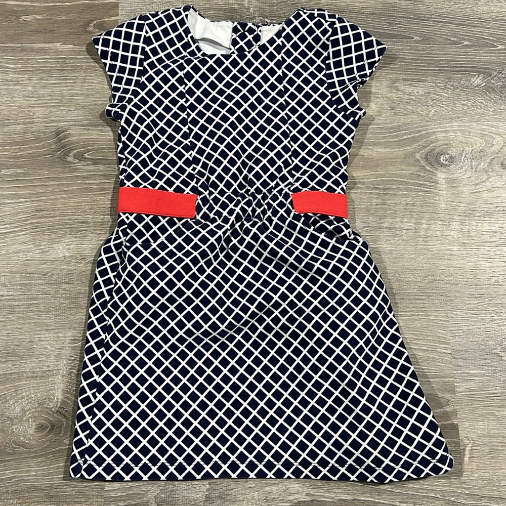 Gymboree Girls Dress Pockets Sleeveless Diamond Print Blue, Pink & White Size 7